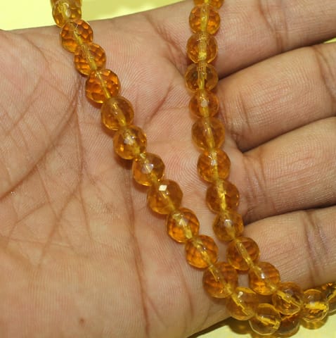 8mm Crystal Rondelle Faceted  Beads Yellow 1 String