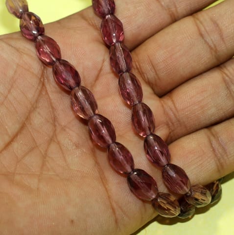 12x8mm Crystal Oval Faceted  Beads Purple 1 String