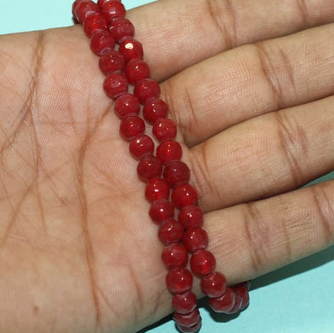 6mm Crystal Rondelle Faceted  Beads Maroon 1 String