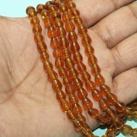 5 Strings 7x6mm Plain Drop Glass Beads Topaz