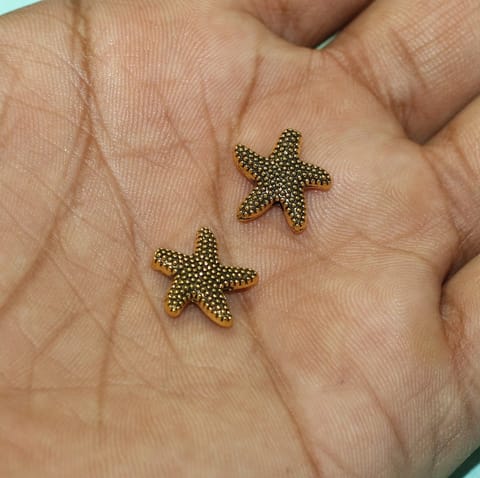 20 Pcs, 13mm German Silver Star Fish Beads Golden