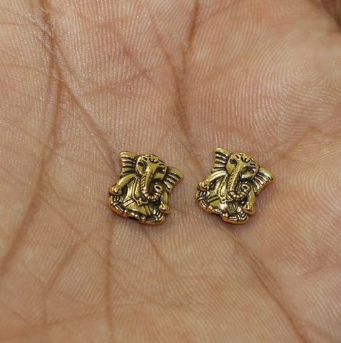 20 Pcs, 10mm German Silver Ganesha Beads Golden