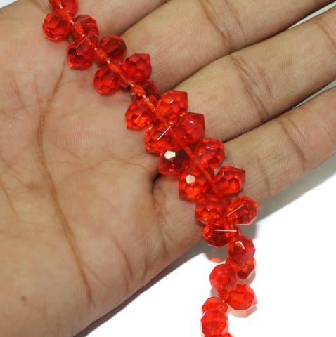 10x7mm Red Crystal Drop Faceted Beads 1 String