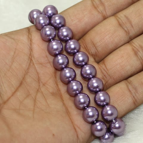 1 Strand, 10mm Purple Faux Round pearl Beads