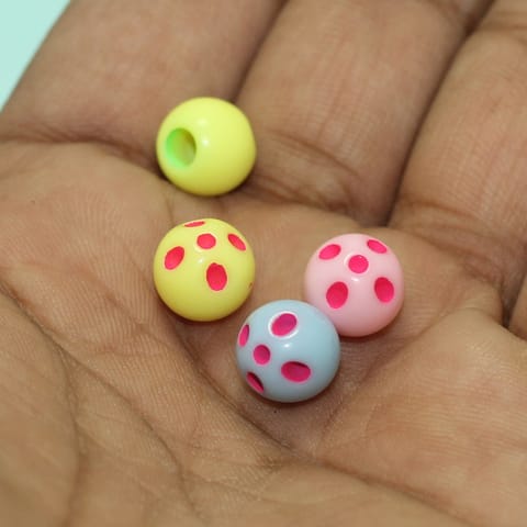 100 Pcs,9mm Multi Color One Side Hole Acrylic Round Beads