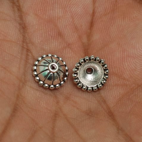 50 Pcs, 10mm German Silver Bead Caps