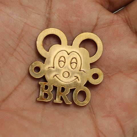 5 Pcs "Bro" Mickey Mouse  Wooden Rakhi Charms connector
