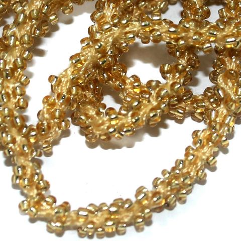 1 Mtr Silver Line Golden Seed Bead Beaded String For Necklace
