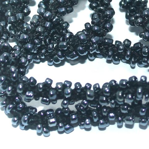 1 Mtr Metallic Black Seed Bead Beaded String For Necklace