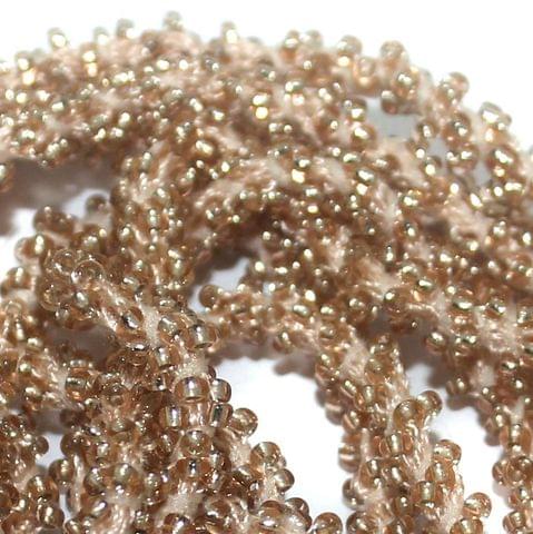 1 Mtr Silver Line Peach Seed Bead Beaded String For Necklace