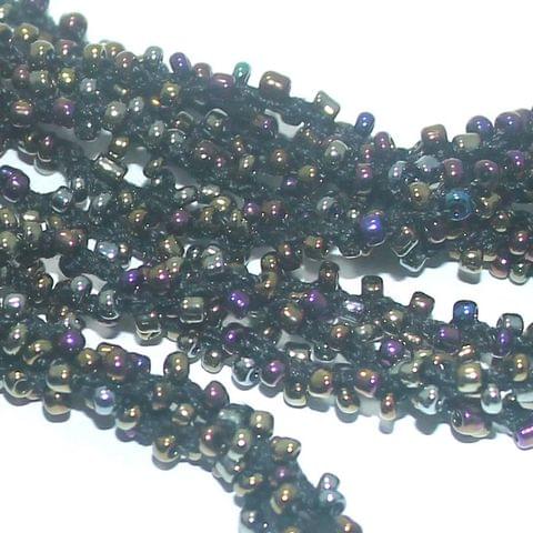 1 Mtr Metallic Rainbow Seed Bead Beaded String For Necklace