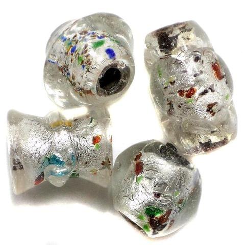 35+ Silver Foil Beads White