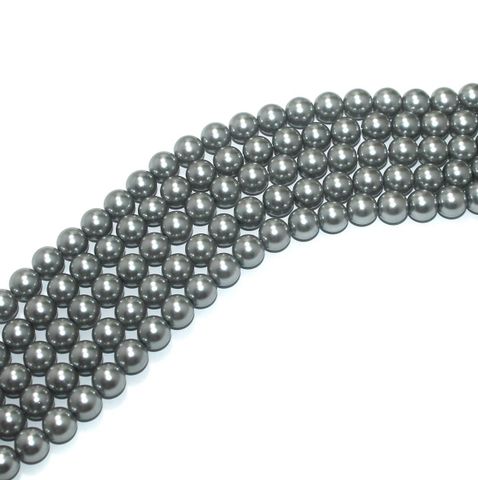 Shell Pearl Beads Gray, Size 10mm, Pack Of 5 Strings