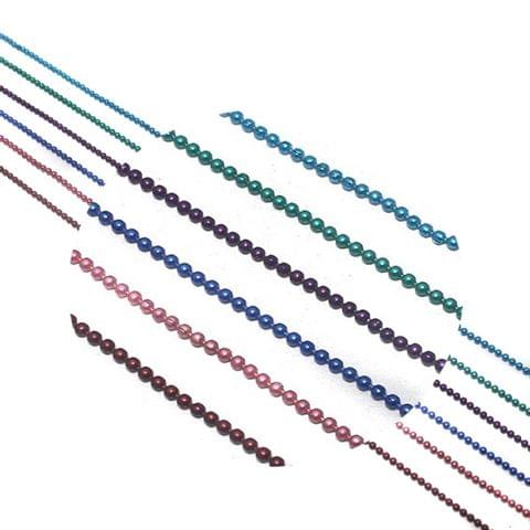 Metal Color Ball Chain For Silk Thread Jewellery Making 6 Colors Combo 1mm , Each Color 1 Mtr