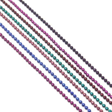 Metal Color Ball Chain For Silk Thread Jewellery Making 7 Colors Combo 1mm , Each 1Mtr