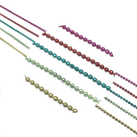 Metal Color Ball Chain For Silk Thread Jewellery Making 5 Colors Combo 2mm , Each Color 1 Mtr