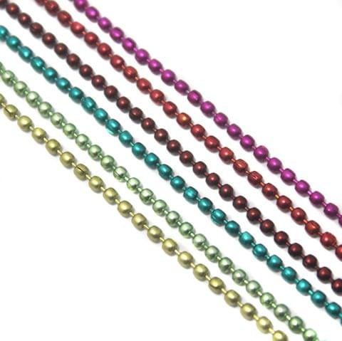 Metal Color Ball Chain For Silk Thread Jewellery Making 6 Colors Combo 2mm , Each 1 Mtr