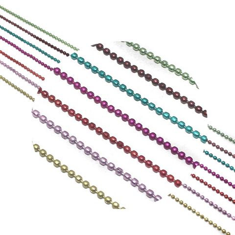 Metal Color Ball Chain For Silk Thread Jewellery Making 7 Colors Combo 2mm , Each Color 1 Mtr