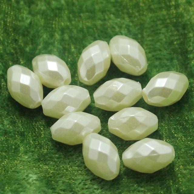 100 Gm Acrylic Pearl Crystal Oval Beads Off White 13x9 mm