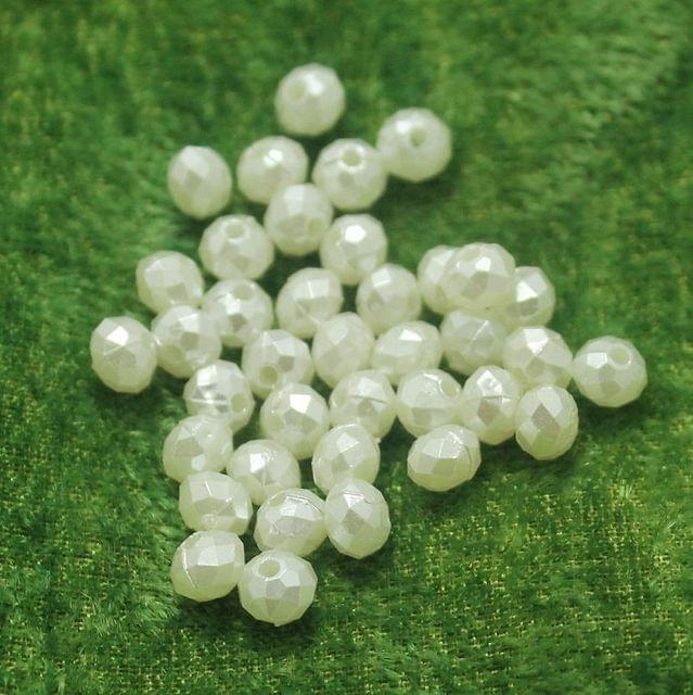 100 Gm Acrylic Pearl Crystal Roundell Beads Off White 5x4 mm