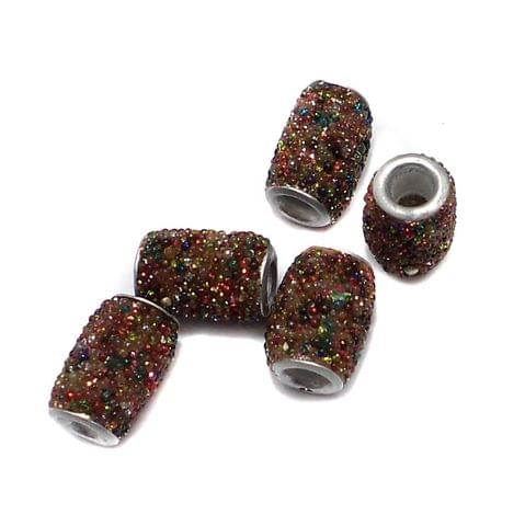 10 Pcs. Lac Drum Beads Multi 15x10mm