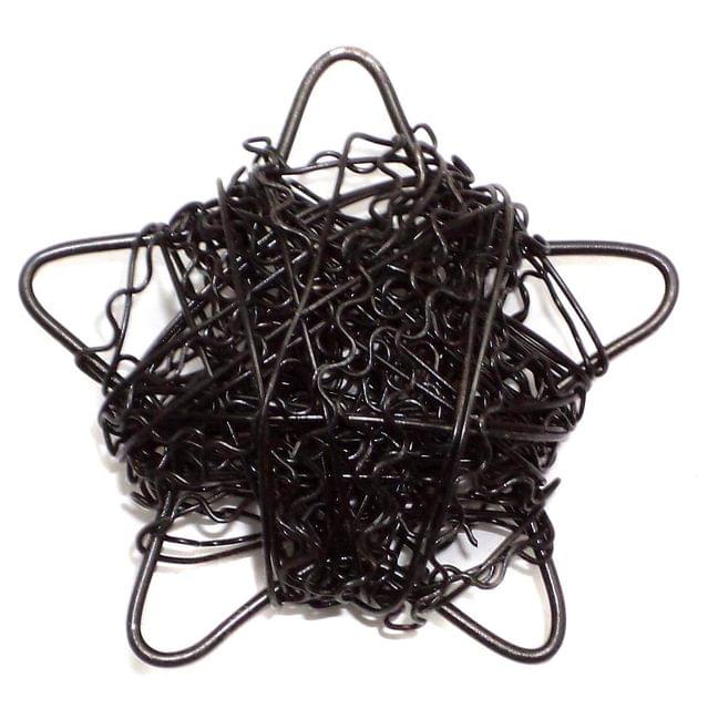 2 Wire Mesh Star Beads Black 48mm