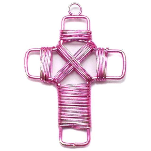 2 Wire Mesh Cross Beads Violet 55x38mm