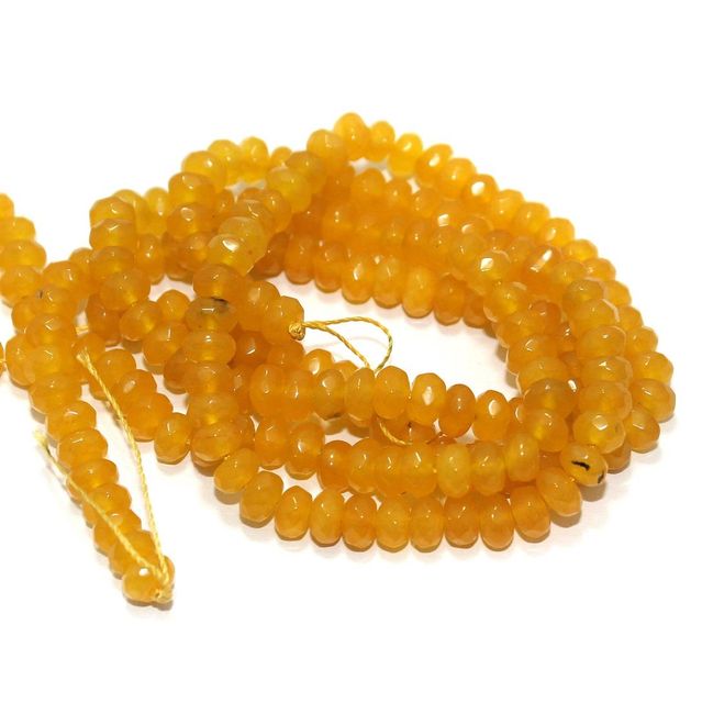 Faceted Onyx Stone Roundell Beads 6x4 mm, Pack Of 2 Strings Orange