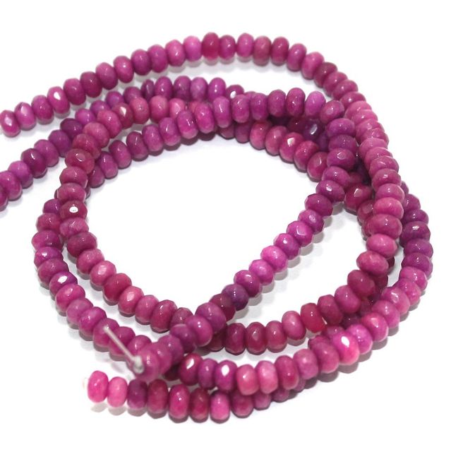 Faceted Onyx Stone Roundell Beads 6x4 mm, Pack Of 2 Strings Purple