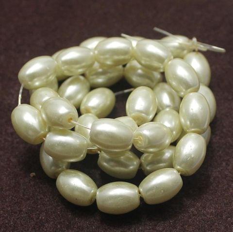 35+ Glass Pearl Oval Beads Off White 10x8 mm