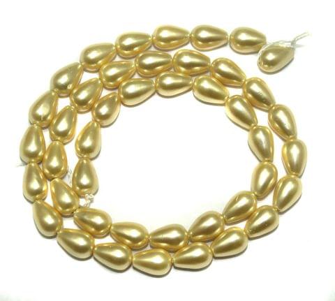 1 String, 10x7mm Natural Freshwater Drop Pearl Bead Ivory