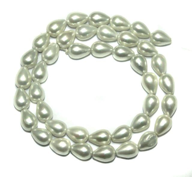 Natural Freshwater Drop Pearl Bead White, Size 10x6mm, Pack of 1 Strings