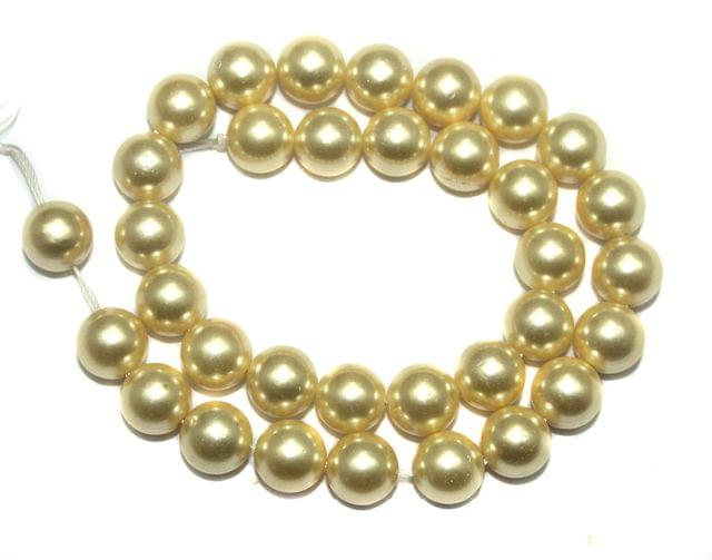 Natural Freshwater Round Pearl Beads Off White, Size 12mm, Pack of 1 Strings