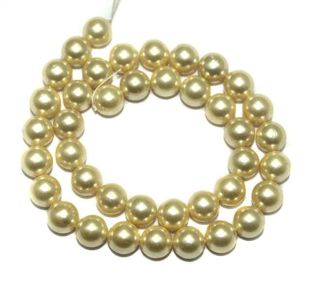 Natural Freshwater Round Pearl Beads Off White, Size 10mm, Pack of 1 Strings