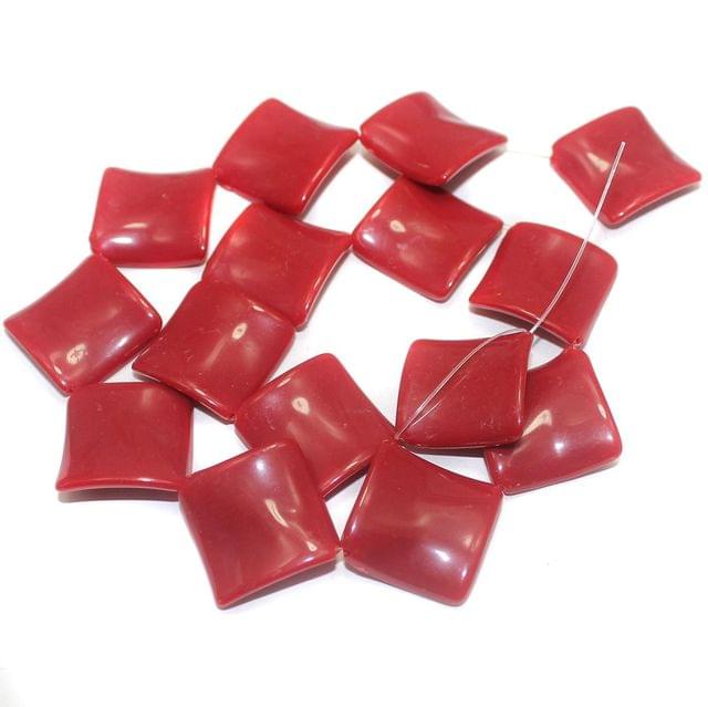 2 Strings Acrylic Neon Flat Rectangle Beads Dark Red 22mm