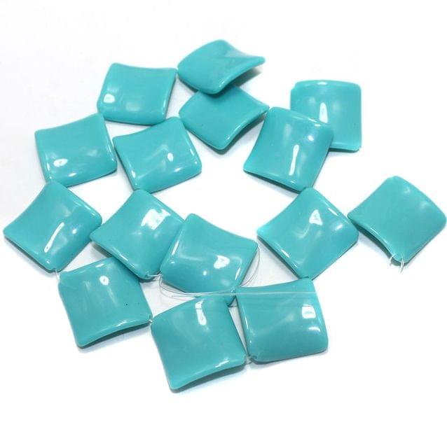 2 Strings Acrylic Neon Flat Rectangle Beads Turquoise 22mm