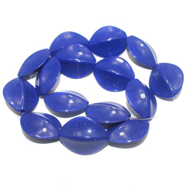 2 Strings Acrylic Neon Flat Tumble Beads Dark Blue 28x23mm