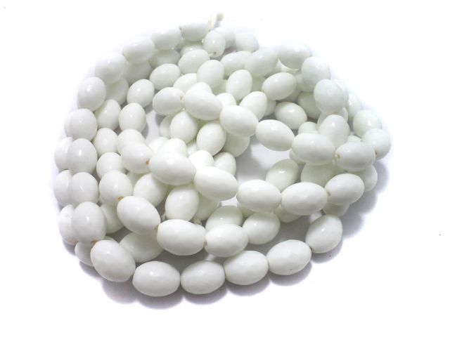 1 Strings Faceted Glass Oval Beads White 17x12 mm