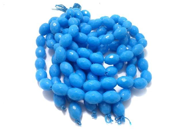 1 Strings Faceted Glass Oval Beads Sky Blue 17x12 mm
