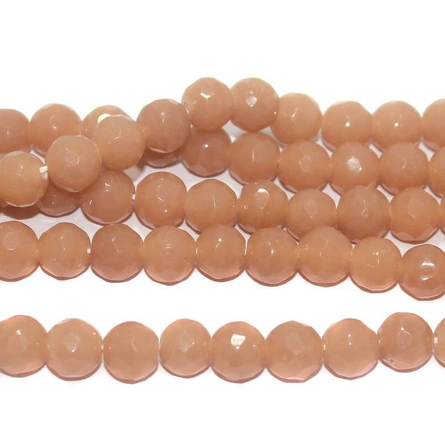 35+ Faceted Glass Round Beads Peach 10 mm