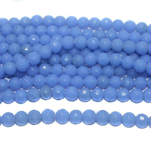 35+ Faceted Glass Round Beads Royal Blue 10 mm