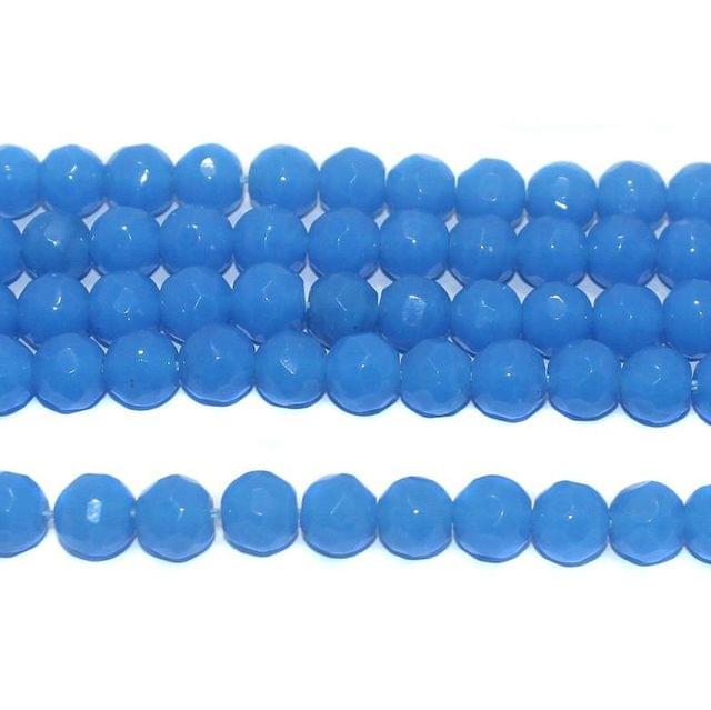 35+ Faceted Glass Round Beads Sky Blue 10 mm