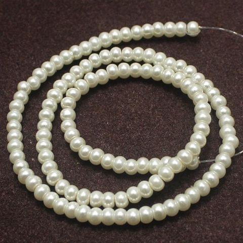 80+ Glass Pearl Beads Round Off White 5 mm