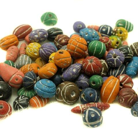 50 Clay Beads Assorted Multi 12-30mm