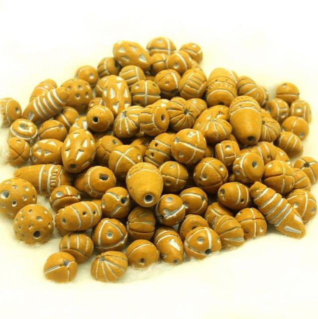 50 Clay Beads Assorted Golden 12-30mm