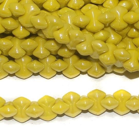 Yellow Luster glass Bamboo beads 9x5mm 12 Strings