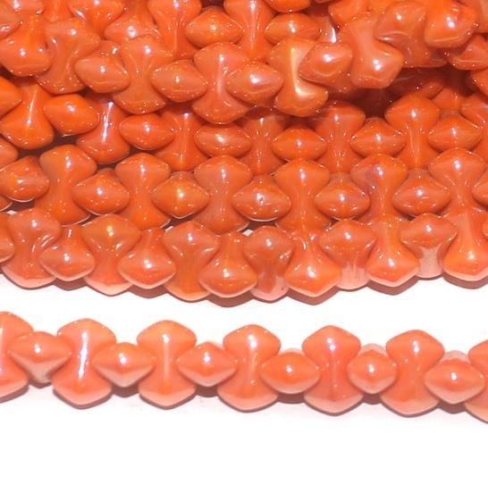 Orange Luster glass Bamboo beads 9x5mm 12 Strings