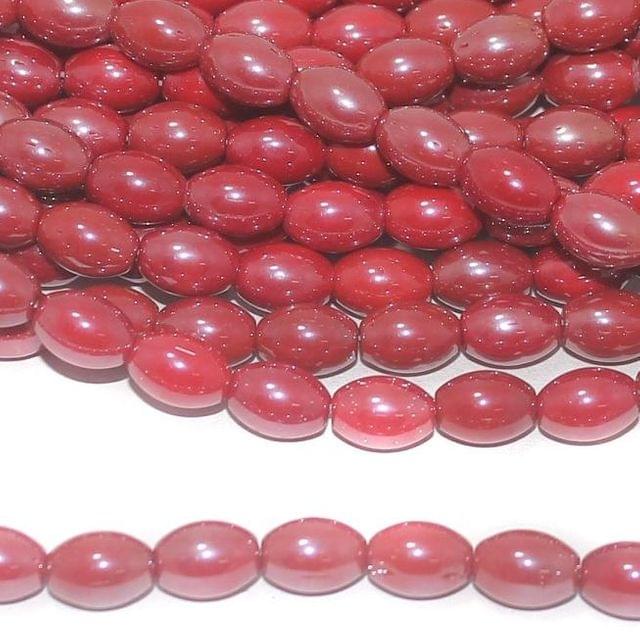 Red Luster Oval Glass beads 10x7mm 12 Strings