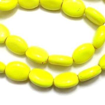 5 Strings Neon Glass Oval Beads Yellow 12x9mm