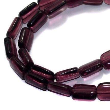 5 Strings Fire Polish Square Beads Purple 15x10mm